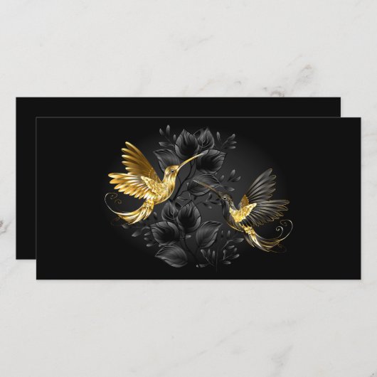 Faire-part Colibri noir et or (Devant / Derrière)
