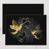 Faire-part Colibri noir et or (Devant / Derrière)