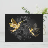 Faire-part Colibri noir et or (Debout devant)