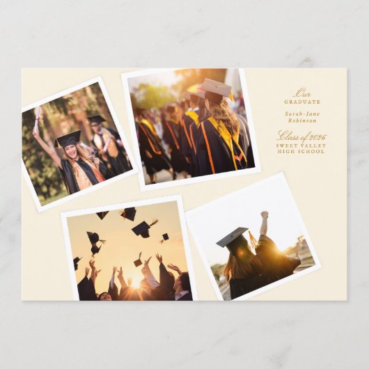 Faire-part collage 4 photo frame elegant our graduate school (Devant)