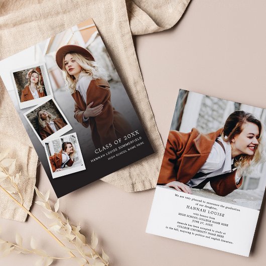 Faire-part Collage de 5 photos de remise de diplôme diplômé m