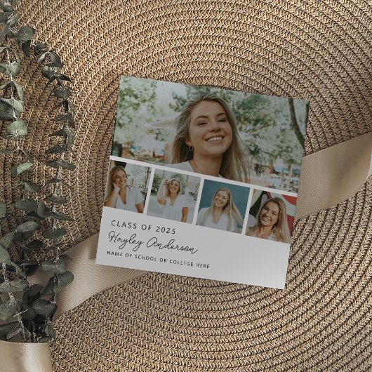 Faire-part Collage de 5 photos en bande moderne