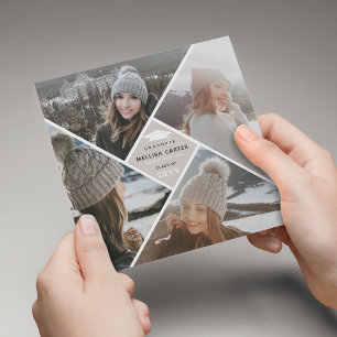 Faire-part Collage de fin d'études multi-photos moderne