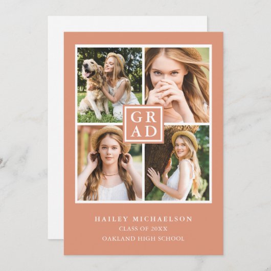 Faire-part Collage de photos de Earthy Peach (Devant / Derrière)