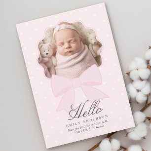 Faire-part Collage de photos de naissance de bébé fille au ru
