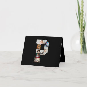 Faire-part Collage de photos en lettre P noir et blanc