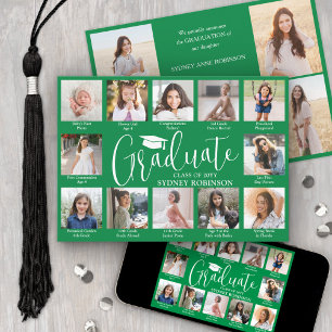 Faire-part Collage de photos et légendes Vert et blanc pour l