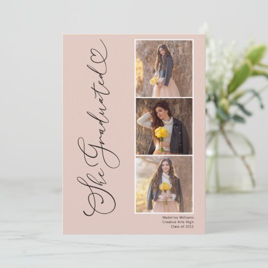 Faire-part Collage de photos moderne Diplôme de script (Debout devant)