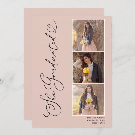 Faire-part Collage de photos moderne Diplôme de script (Devant / Derrière)