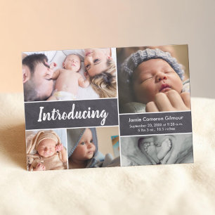 Faire-part Collage de photos sur tableau noir Bébé garçon Pré