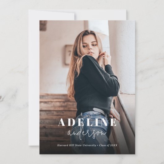 Faire-part Collage de photos vertes Stylish Script Graduation (Devant)