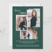 Faire-part Collage de photos vertes Stylish Script Graduation (Dos)