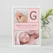 Faire-part Collage initial | Rose (Debout devant)