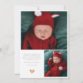 Faire-part Collage photo bébé Coeur moderne Calligraphie nais (Dos)