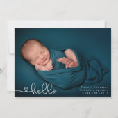 Faire-part Collage photo bébé Coeur moderne Calligraphie nais (Devant)