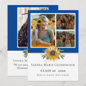 Faire-part Collage photo Blue Sunflower Yellow Annou (Devant / Derrière)