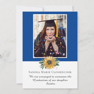 Faire-part Collage photo Blue Sunflower Yellow Annou