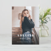 Faire-part Collage photo Bourgogne Stylish Script Graduation (Debout devant)