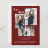 Faire-part Collage photo Bourgogne Stylish Script Graduation (Dos)