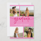 Faire-part Collage photo couleur rose personnalisée Graduatio (Devant)