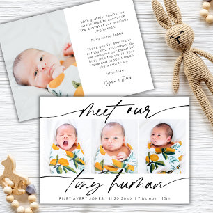 Faire-part Collage photo de 3 bébés nouveau-nés humains minus
