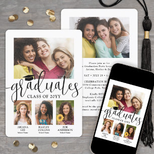 Faire-part Collage photo de fin d'études Triple Remise de dip