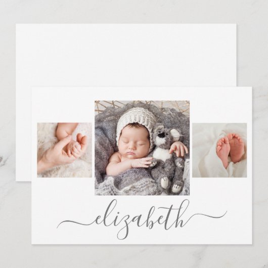 Faire-part Collage photo de nouveau-né (Devant / Derrière)