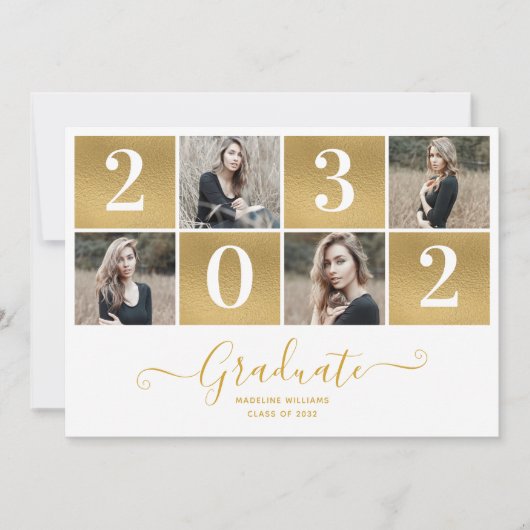 Faire-part Collage photo de script moderne 2025 Graduation (Devant)