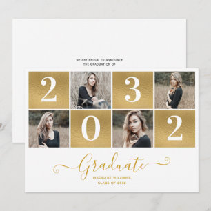 Faire-part Collage photo de script moderne 2025 Graduation