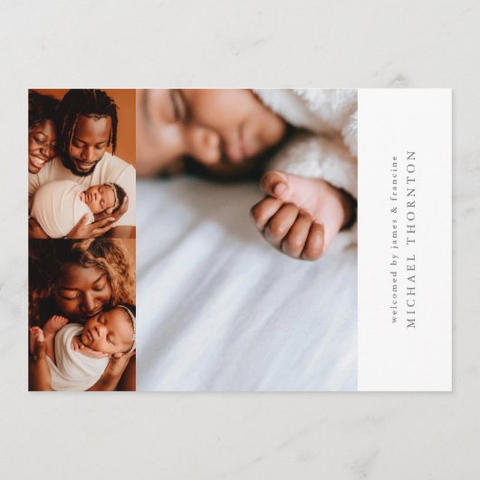 Faire-part collage photo en ligne bébé modifiable (Dos)