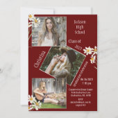Faire-part Collage photo Graduation rouge personnalisée (Devant)