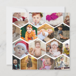 Faire-part Collage photo Hexagon
