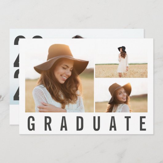 Faire-part collage photo moderne audacieux graphiste diplômé (Devant / Derrière)