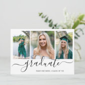 Faire-part Collage photo moderne Elégant Graduation (Debout devant)