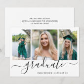 Faire-part Collage photo moderne Elégant Graduation (Devant / Derrière)
