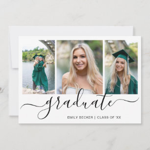 Faire-part Collage photo moderne Elégant Graduation
