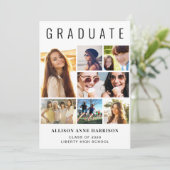 Faire-part Collage photo moderne Graduation (Debout devant)