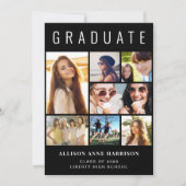 Faire-part Collage photo moderne Graduation noire (Devant)