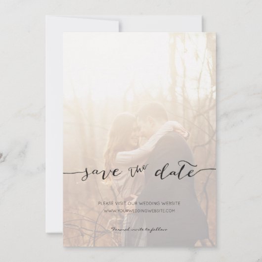 Faire-part Collage photo moderne manuscrit Sage vert (Dos)