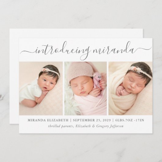 Faire-part Collage photo moderne Présentation de la naissance (Devant / Derrière)