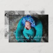 Faire-part Collage photo moderne simple bébé fille (Devant / Derrière)