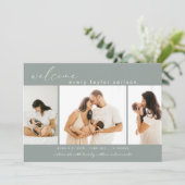 Faire-part Collage photo moderne Simple Script Birth (Debout devant)