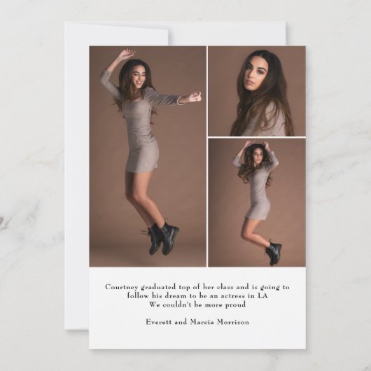 Faire-part Collage photo Nom personnalisé Texte superposé Gra (Dos)