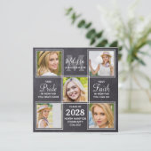 Faire-part Collage photo personnalisé 5 Graduation (Debout devant)