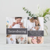 Faire-part Collage photo personnalisé Présentant l'acte de na (Debout devant)