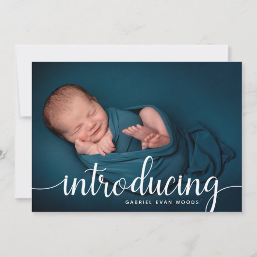 Faire-part Collage photo personnalisé Script superposition bé (Devant)