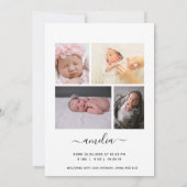 Faire-part Collage photo personnalisé Script superposition bé (Dos)