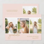 Faire-part Collage photo tendance Blush Pink Gold Graduation (Devant / Derrière)