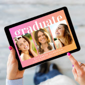 Faire-part Collage photo tendance Pink Orange Graduation