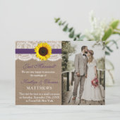 Faire-part Collection de Mariages de tournesol rustique - vio (Debout devant)